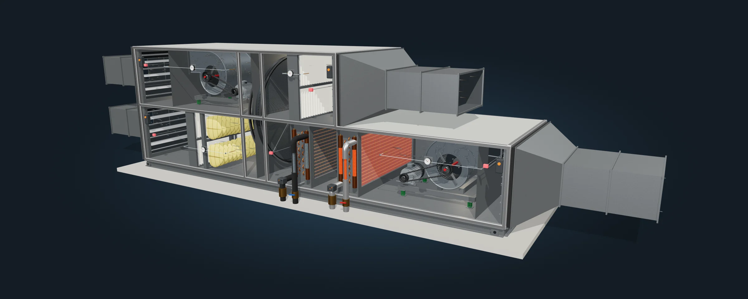 A double-deck air handling unit drawn in 3D by Rio Graphics