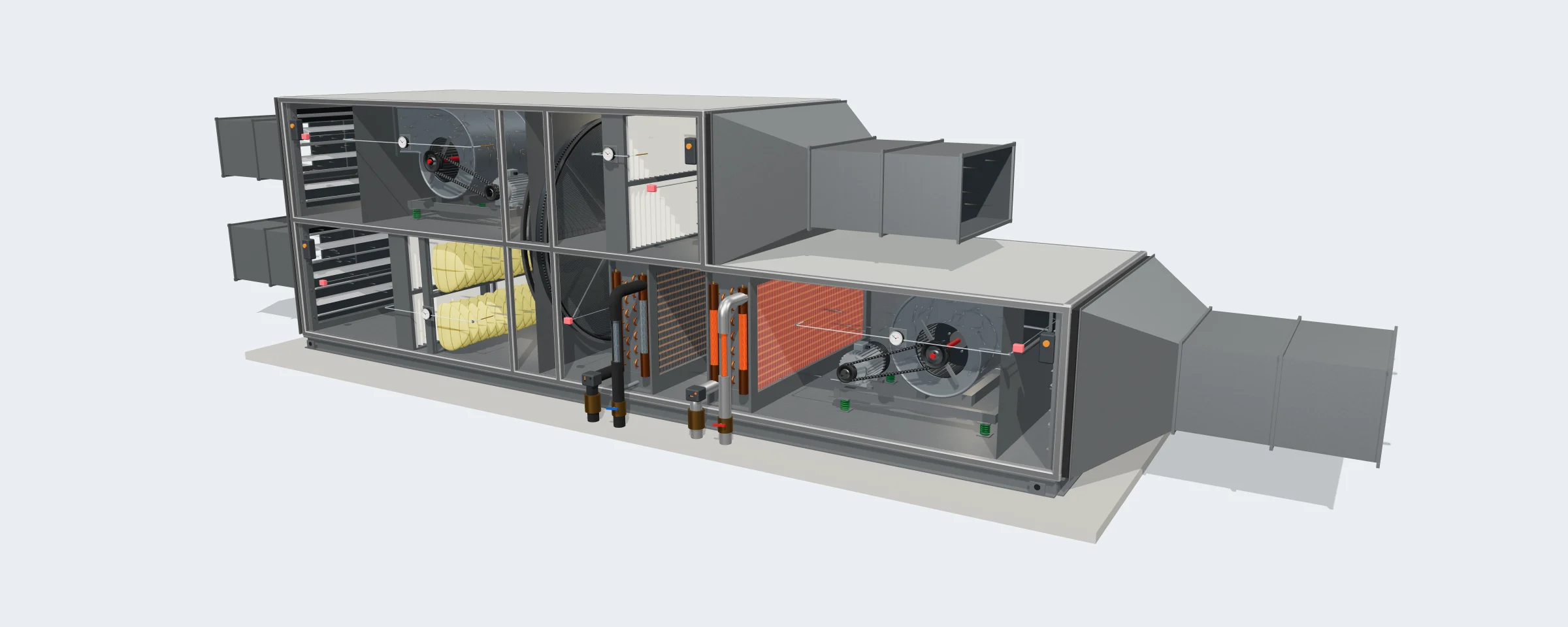 A double-deck air handling unit drawn in 3D by Rio Graphics
